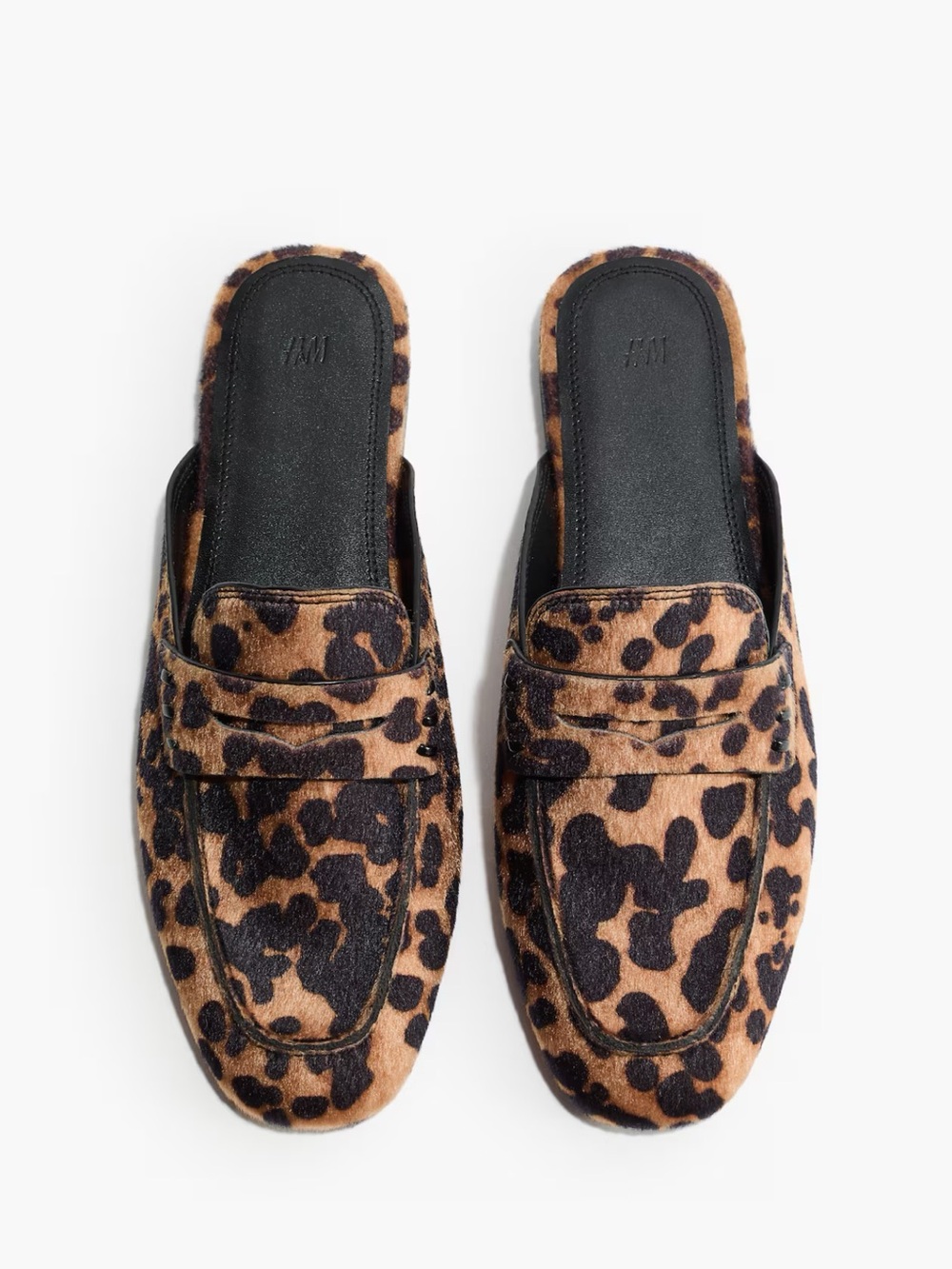 H&M Animal leopard Print fur Mule Loafers
